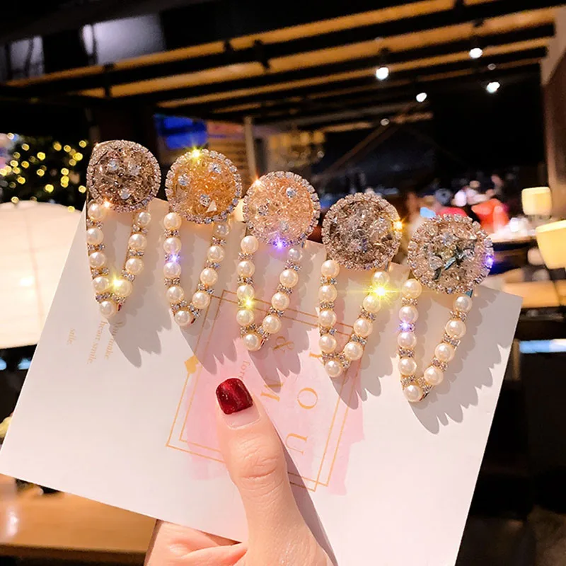 

New Gold Crystal Pearl Hairpins Hair Clips for Women Luxury Crystal Hair Stick Wedding Bride Hair Pin Hairwear Girl Hair Jewelry