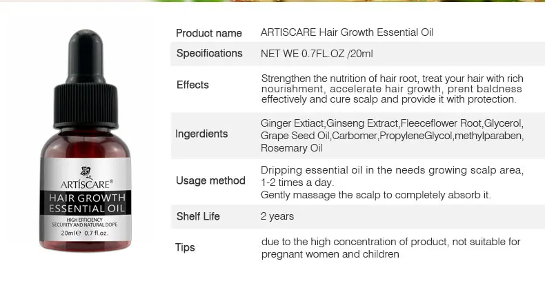 ARTISCARE эфирное масло для роста волос 3 шт. предотвращающее облысение укрепляющее против выпадения волос питающее корни мощный Уход за волосами