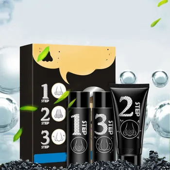 

Face Nose Blackheads Pores Acne Removal Activated Carbon 3 Steps Mask Set Export Black Head+Black Sucked Out+Smaller Essence