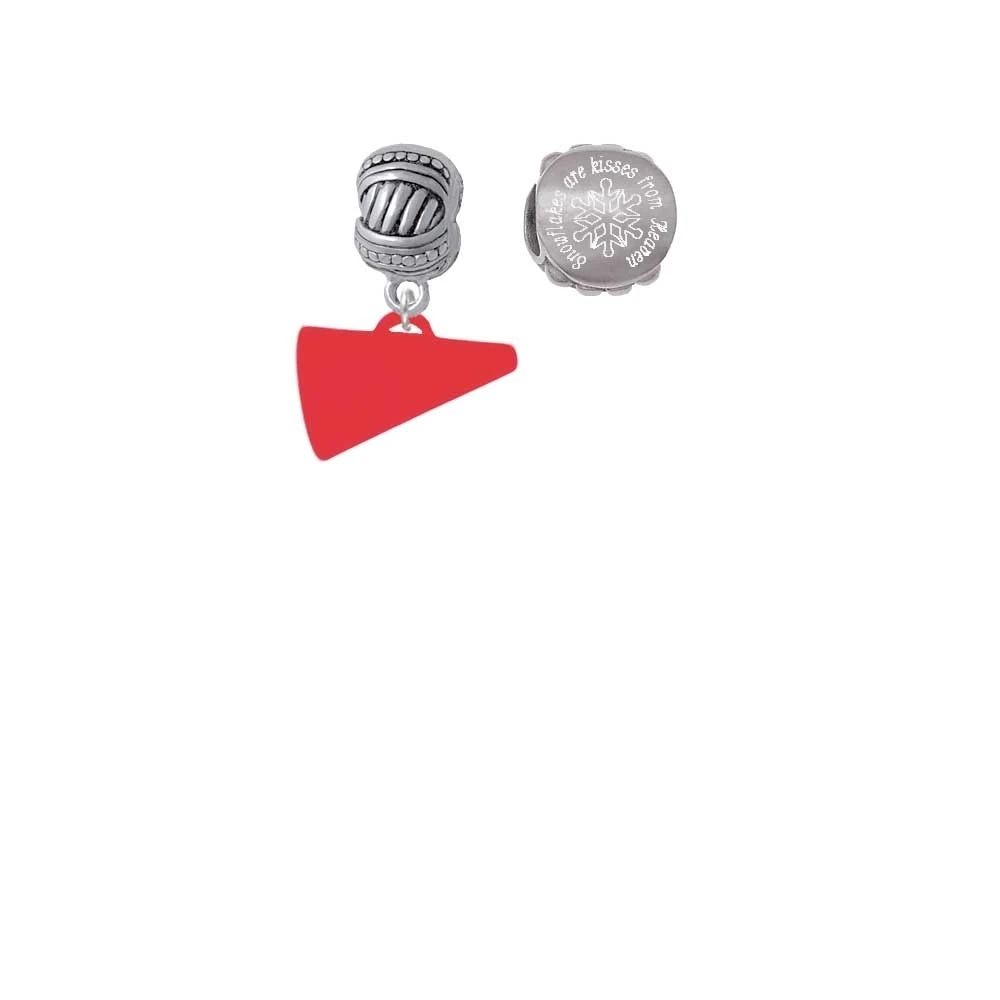 Acrylic 3/4 Red Megaphone Snowflakes are Kisses from Heaven Charm Beads (Set of 2)