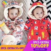 Lemonmiyu/Детские зимние парки с героями мультфильмов; утепленные вельветовые куртки с капюшоном на молнии для младенцев; хлопковая верхняя одежда с карманами и медведем