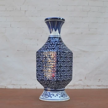 

Tao Caicai blue and white porcelain vase flower trade square blue and white porcelain table decorations