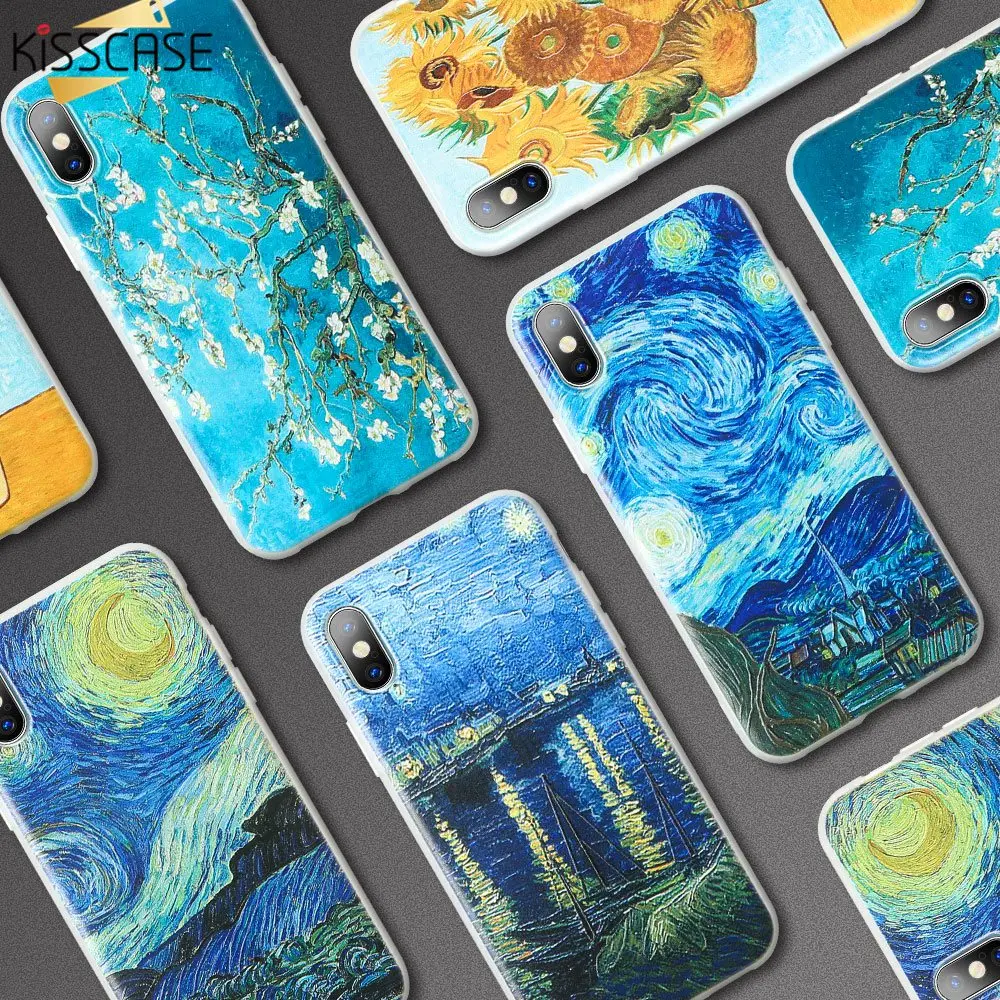 

KISSCASE Oil Painting Case For Samsung Galaxy S8 S9 Plus Note 8 9 3D Van Gogh Starry Night Soft TPU Case For Samsung S8 S9 Cover