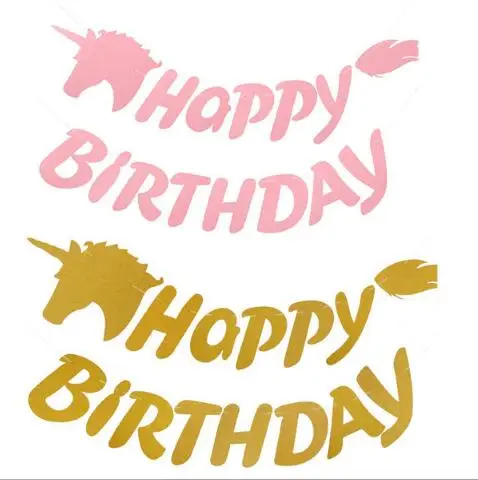 

HAPPY BIRTHDAY Personality Banner Unicorn Birthday Lace Flower Home Celebration Party Decoration Flag