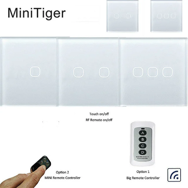 Minitiger Touch Switch 1 2 3 Gang 1 Way Wireless Remote