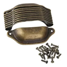 10 個アンティーク真鍮食器棚キャビネット引き出しノブ家具シェルプルハンドルネジ 98*33 ミリメートルのための種類の引き出し(China)