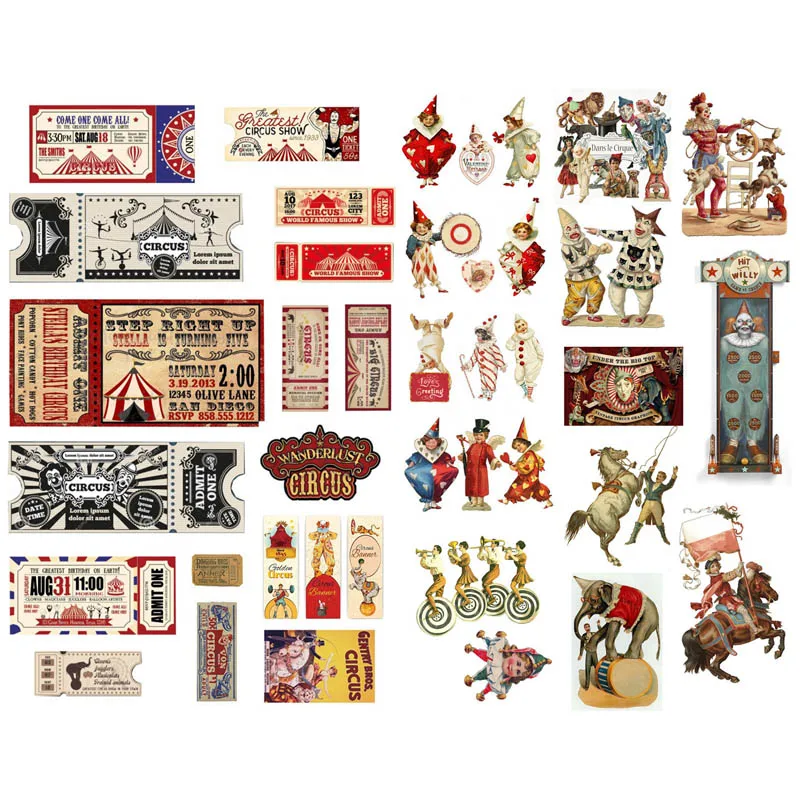 

1 PCS Vintage Circus Clown Ticket Decor Korean Precut Decoration Stickers Desk Organizer School Supplies Office Accessories