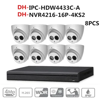 

Dahua Surveillance Camera System 8pcs 4MP IP Camera IPC-HDW4433C-A & 16POE 4K NVR4216-16P-4KS2 Surveillance P2P System Remote