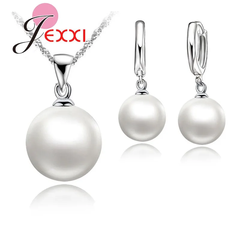 JEXXI Nice Freshwater Pearl Jewelry Sets 925 Sterling Silver Necklace