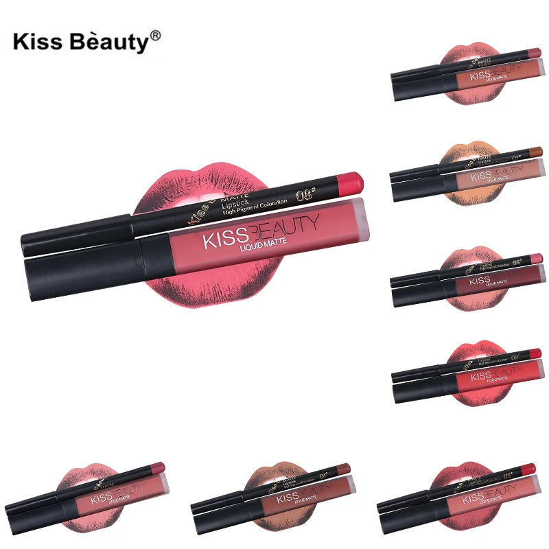 brand kiss Beauty matte Liquid Lipstick Lips Pencil mate cosmetic