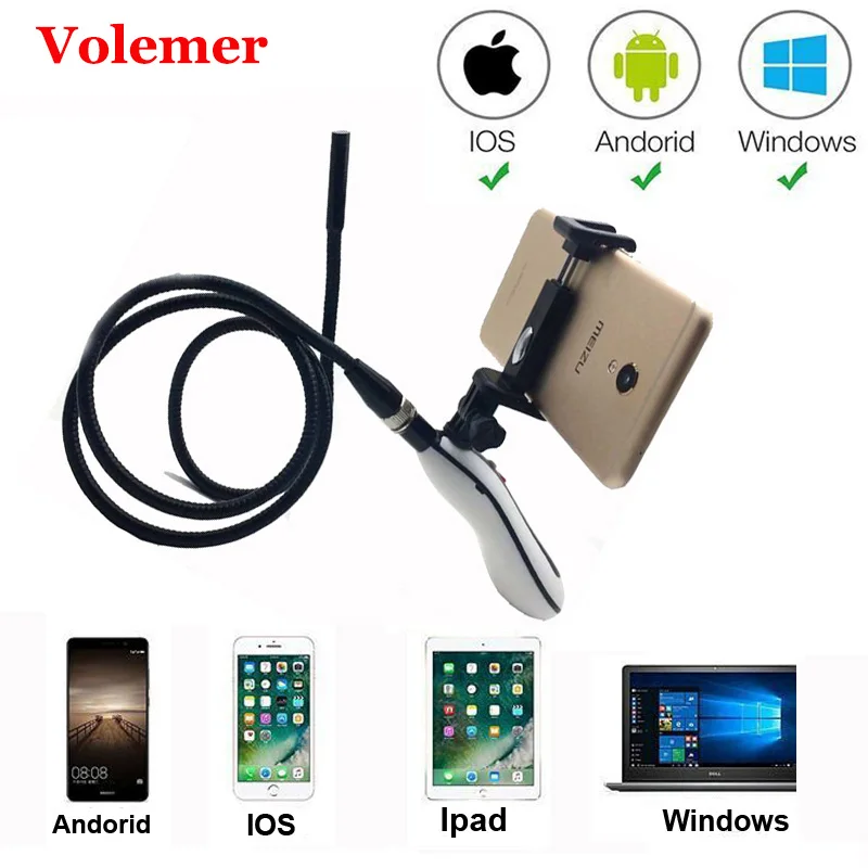 

Volemer Wifi Handheld Endoscope Ip67 Waterproof Semi-Rigid Wireless Endoscope Camera With 6 Led Lights Smartphone Wire Cameras