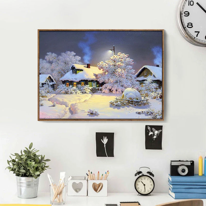 DIY алмазная живопись зимний пейзаж со снегом Стразы Вышивка крестиком Алмазная вышивка полный квадратный кристалл Рождественское украшение для дома