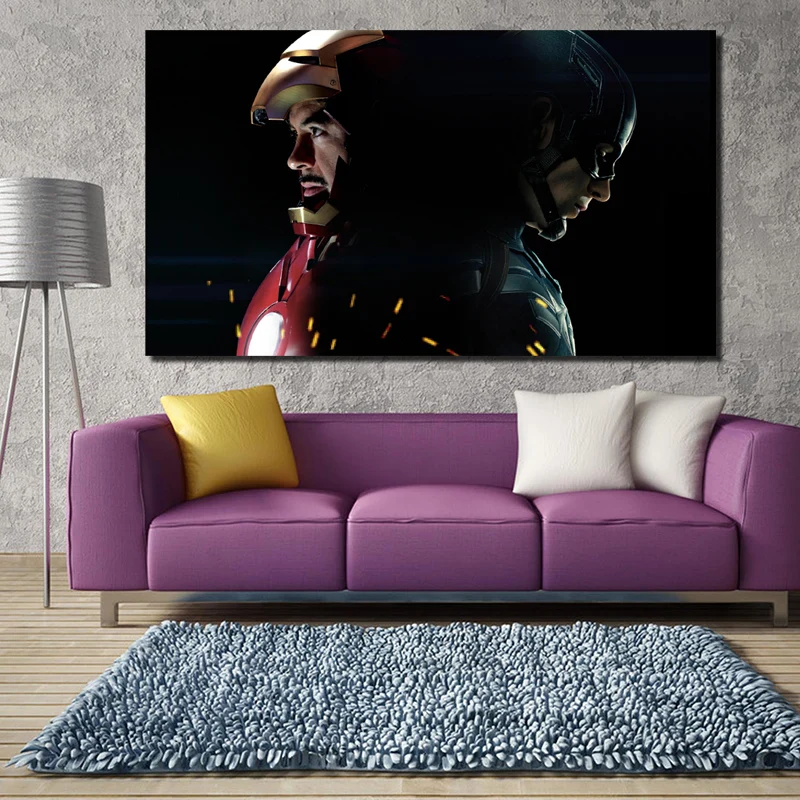 

Captain America vs Iron Man Marveles Canvas Posters Prints Wall Art Oil Painting Decorative HD Pictures Modern Home Decoration