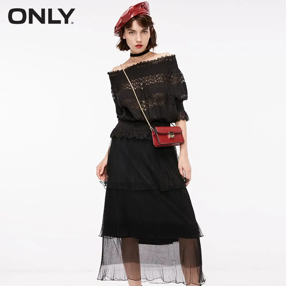 

ONLY Summer Off-shoulder Cut-out Gauzy Dress |118361544