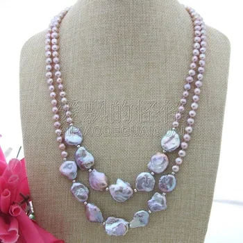 

N120405 51'' Purple Purple Keshi Pearl Long Necklace
