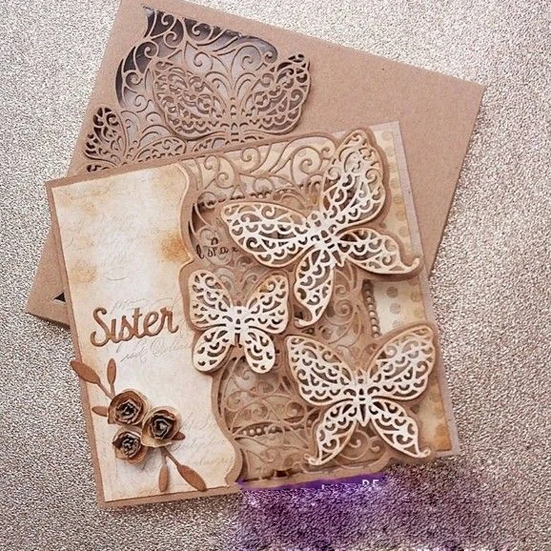 

Beauty Wings Lace Edge Border Frame Metal Cutting Dies Stencils For DIY Scrapbooking Decorative Embossing Handcraft Die Cut