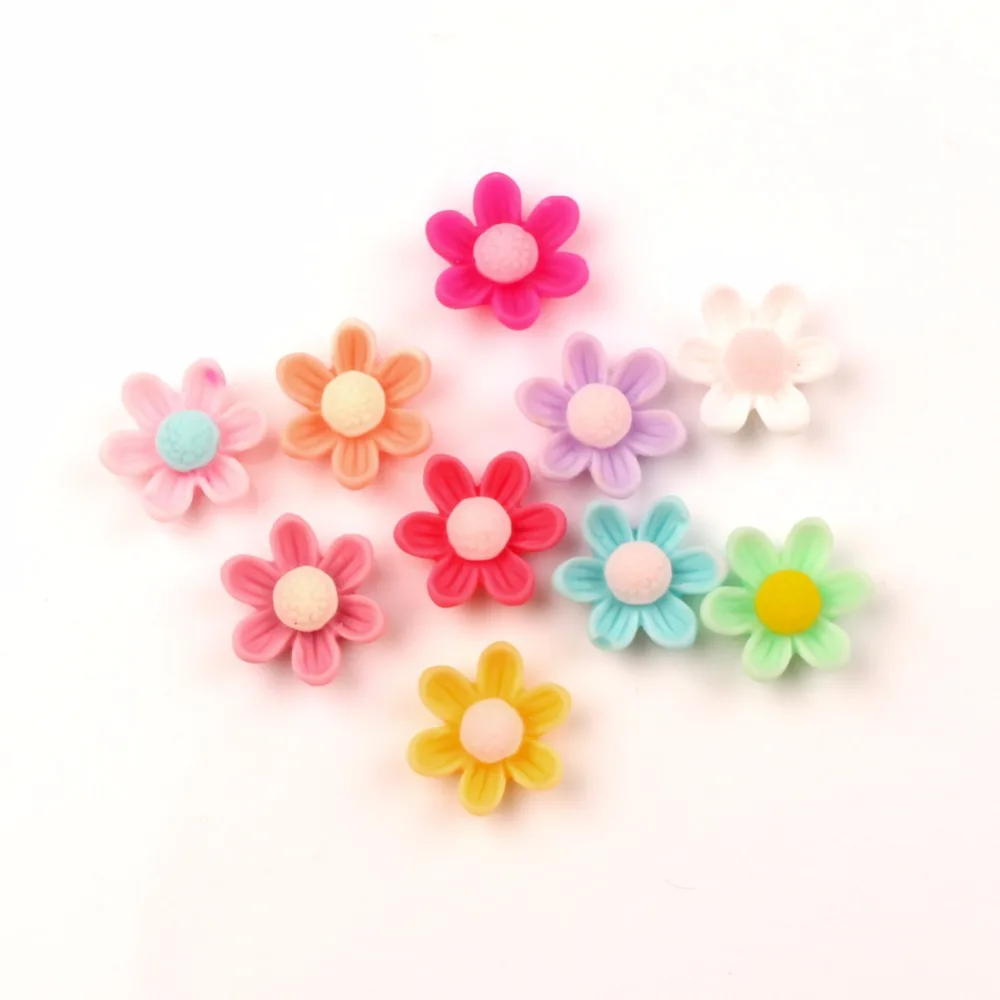 

50Pcs Resin Flower 15mm Decoration Crafts Kawaii Cute Flatback Cabochon Embellishments For Scrapbooking DIY Accessories