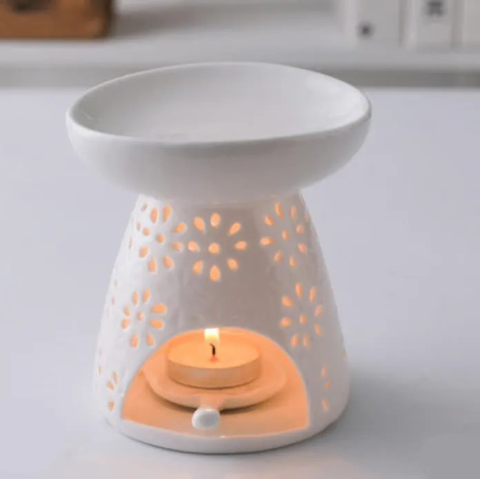 Скандинавские красочные Керамические Ароматические масляные лампы, выдолбленные свечи для ароматерапии, печи для масла, ароматические горелки, домашний декор - Цвет: White B