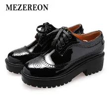 MEZEREON/Женская обувь на платформе; женская обувь на толстой подошве с круглым носком; обувь из натуральной кожи; женская обувь; сезон весна-осень; женская обувь на толстой подошве