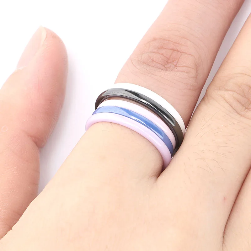 Ceramic Ring Finger Ring 2mm Ceramic Rings For Women Smooth Pink Black Blue White Purple Elegant Engagement Jewelry Gift