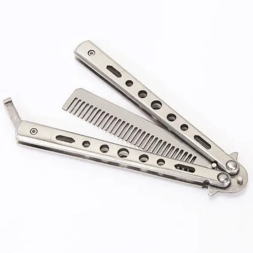 Stainless Steel Butterfly Balisong Comb Trainer Training Knife Dull Tool