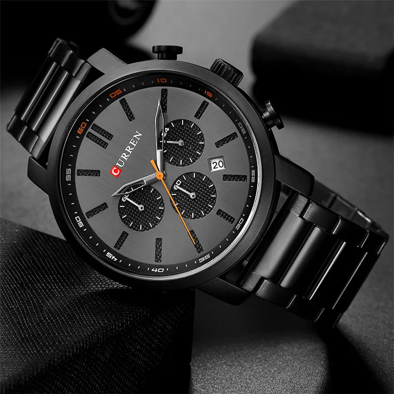 

CURREN Men Watches for Gifts Top Brand Luxury Fashion Waterproof Chronograph Calendar Stainless Steel Sports Military Male Clock