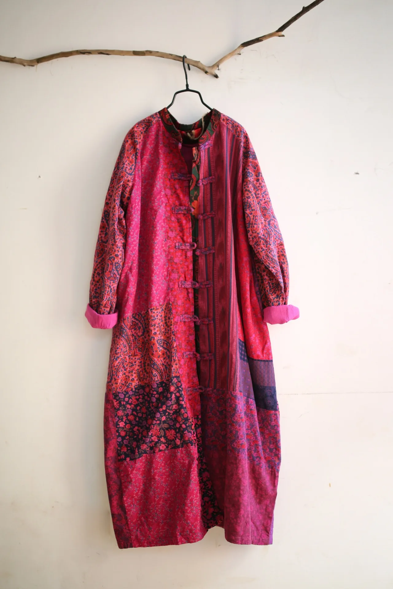 Женская весенне-осенняя Лоскутная Длинная траншея верхняя одежда женское просторное с воротником-стойкой винтажное ретро пальто