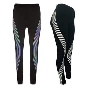 

Women's Fitness Pants Fashion Illuminate Yoga Pants Dance Run Tight Pants Side Laser Stripe Sweatpants Breathable Comfortable