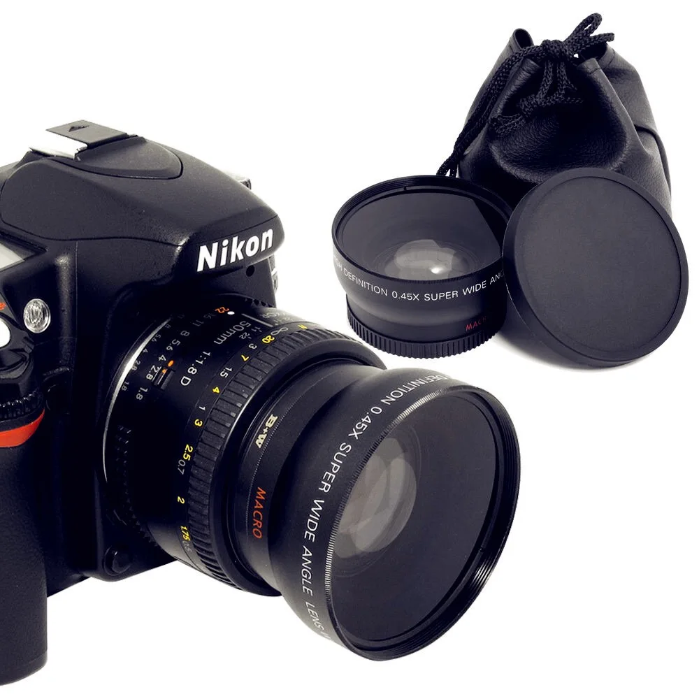 

52MM 0.45x Wide Angle Lens+Macro lens for Nikon Cannon DSLR Cameras with 52MM Lens Thread With Lens Bag