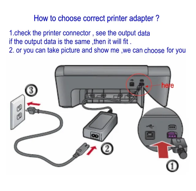 Адаптер переменного тока принтера 30 В 333 мА для принтера HP Deskjet 0957-2286 1050 1000 2050 2000 2060 с кабелем переменного тока 6
