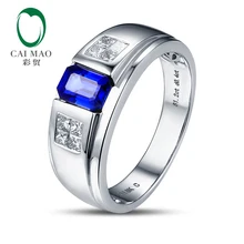 Free shipping 14KT/585 White Gold 1.25ct Sapphire 0.43 ct Princess Cut Diamond Engagement Gemstone Ring Jewelry