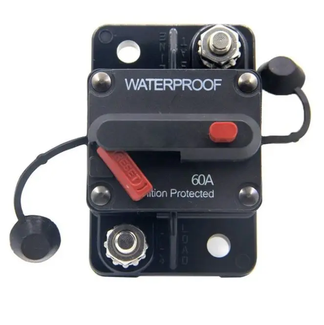 

12V-48VDC 60A Waterproof Circuit Breaker Fuse Holder with Manual Reset for Marine Trolling Motors Boat ATV 60Amp