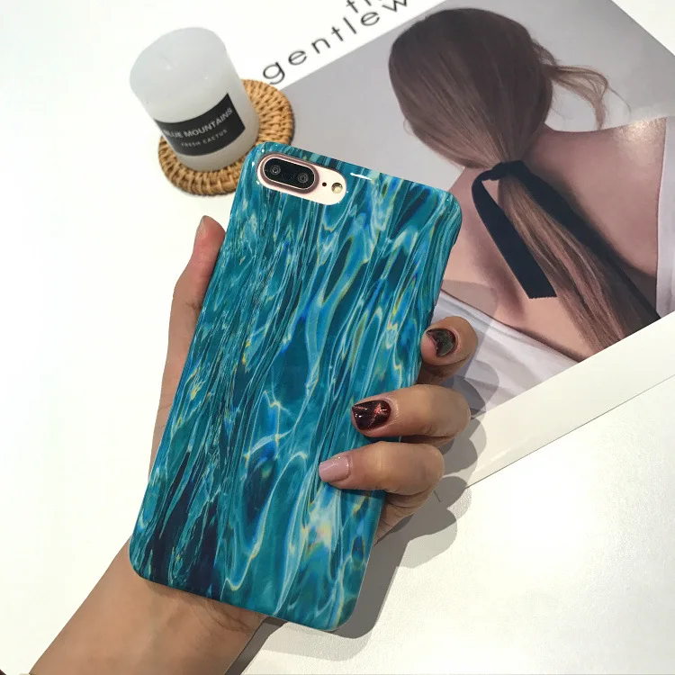 

phone case for iPhone 6 6s 6Plus 6sPlus iPhone 7 7Plus 8 8Plus hard pc frosted Ins blue phantom water ripple Siedery