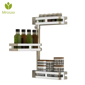 

Mrosaa Movable Corner Shelf 2/3 Tiers Kitchen Bathroom Shelves 304 Stainless Steel Double Layers Corner Storage Holder Rack