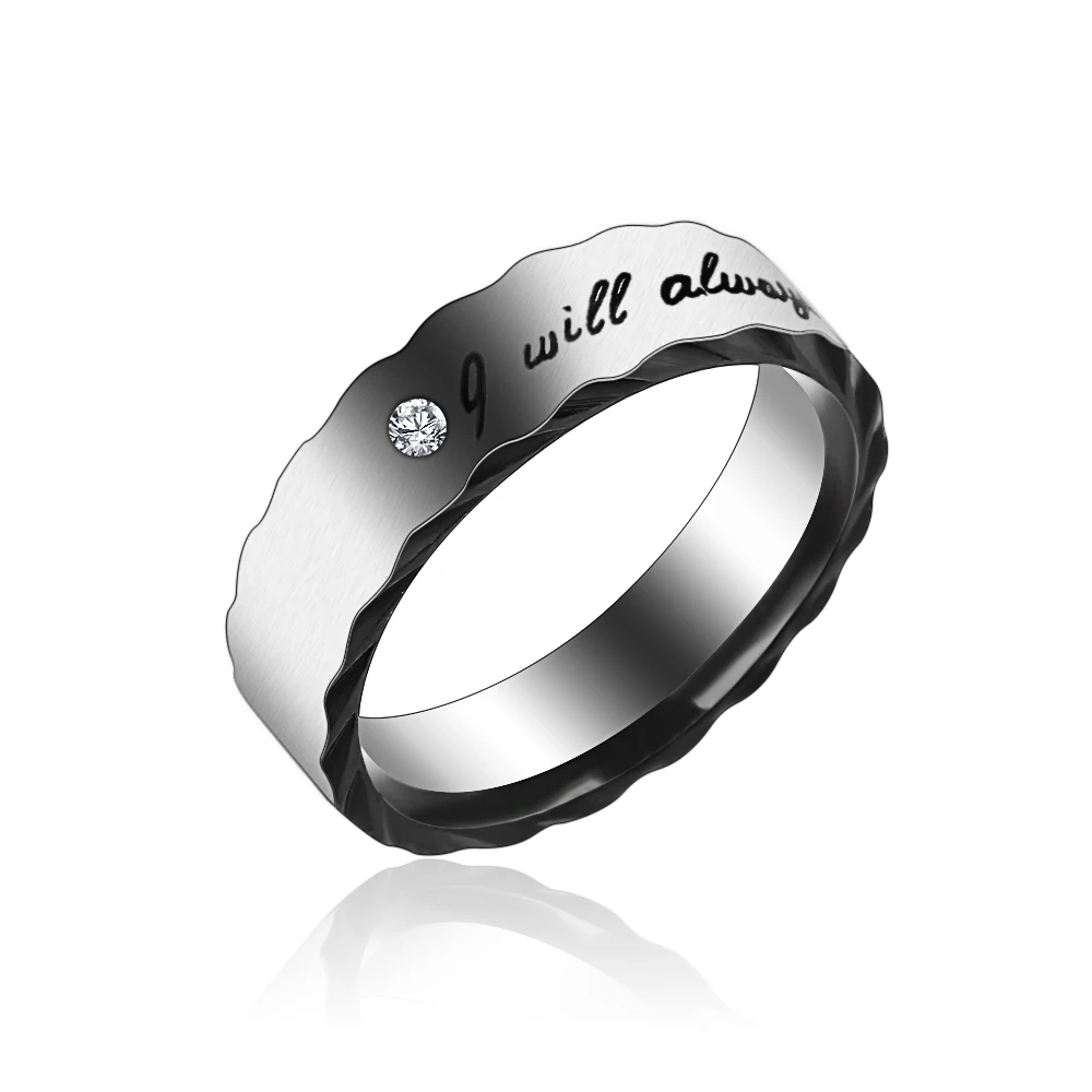 Top Quality Titanium Steel Rhinestone Ring Letter \