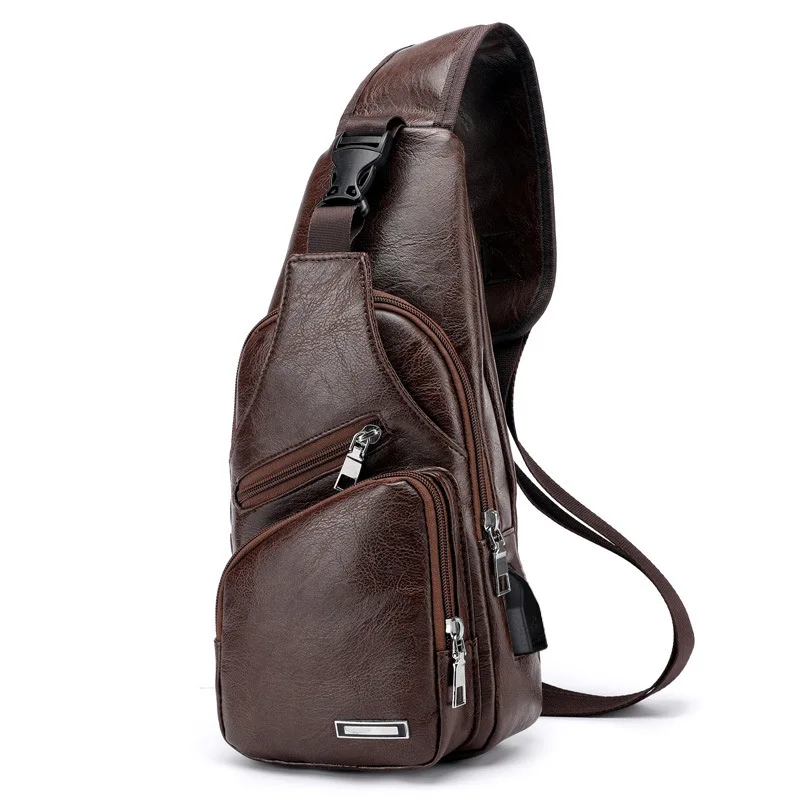 

New shoulder bag men's casual charging pack sports USB Chest bag men outdoor business oblique Cross bag
