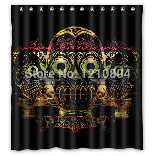 POOKOO!! COOL FUNKY Sugar Skull Pattern Personalized Custom Shower Curtain Bath MORE SIZES GOOD GIFT!! | Дом и сад