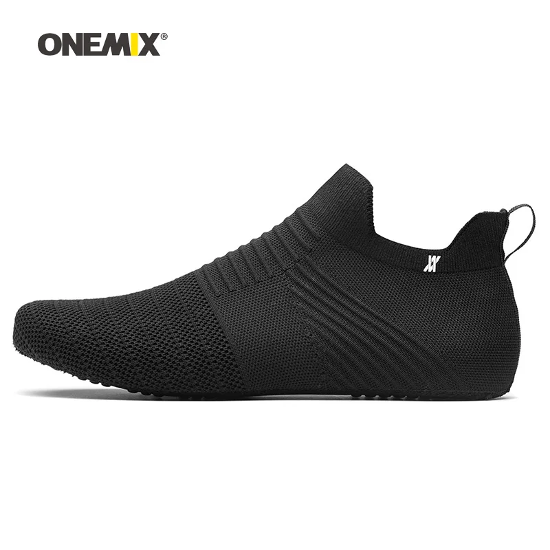 Onemix мужская спортивная обувь для мужчин черная микрофибра кожа дизайнер Trail бег спортивная уличная прогулочная носки кроссовки