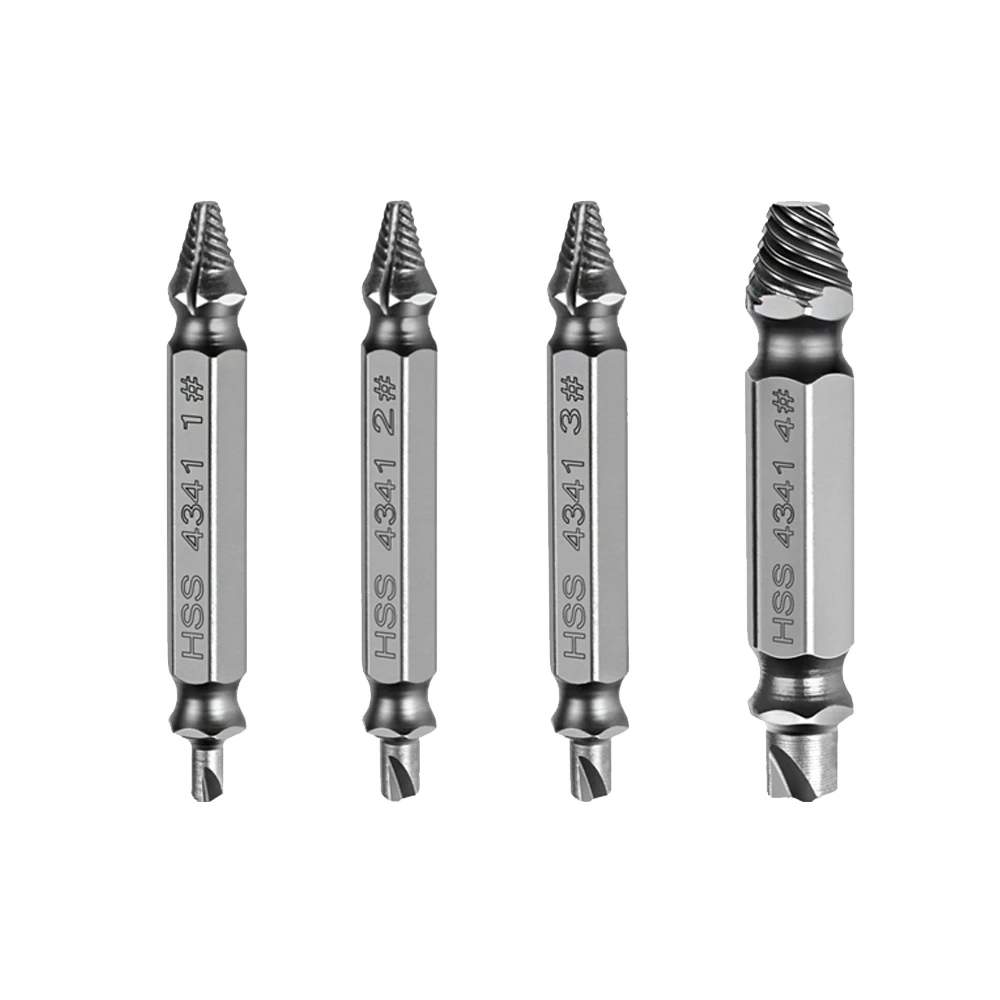 

4pcs/set Screw Extractor Drill Bits For Broken Damaged Bolt Remover Guide Set Double Ended Easy Out Hand Remover Tool