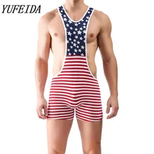 Сексуальное мужское нижнее белье с принтом американского флага, чехол для пениса, гей, сексуальный костюм, нижнее белье, комбинезон, одежда для сна