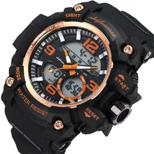 Многофункциональные Двухъядерные мужские спортивные часы с циферблатом, кварцевые цифровые часы для мужчин, люксовый бренд, светодиодный, водонепроницаемые мужские наручные часы# W