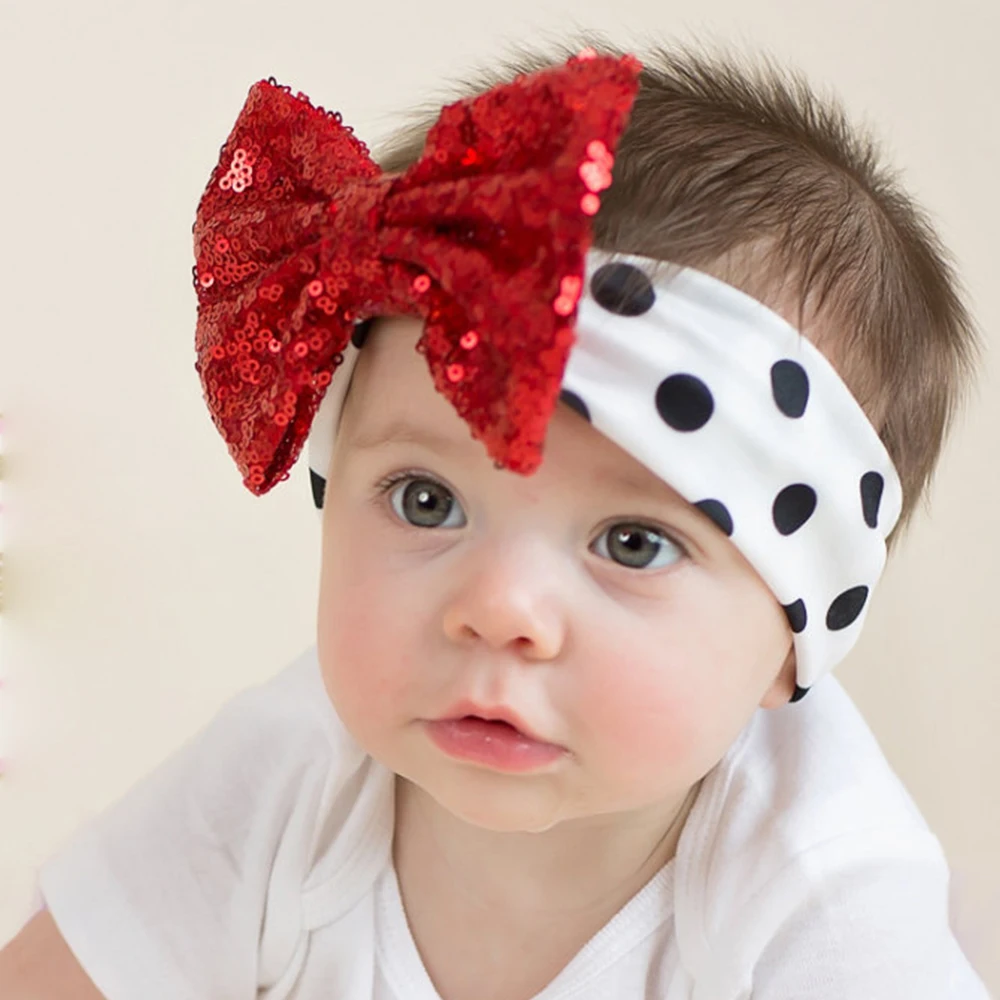 Baby Newborn Girls Hair Band Sequined Bow Headband Turban Knot Hair Accessories