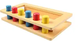 Новые деревянные детские игрушки Монтессори дерево трехцветный цилиндр вставка коробка обучения Развивающие Дошкольное обучение детские