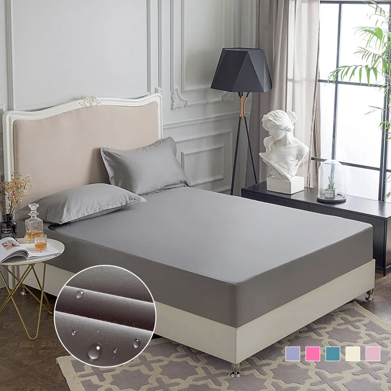 

Cotton Waterproof Mattress Cover Solid Soft Fitted Sheet with Elastic Band High Quality Mattress Protector Cover Air-Permeable