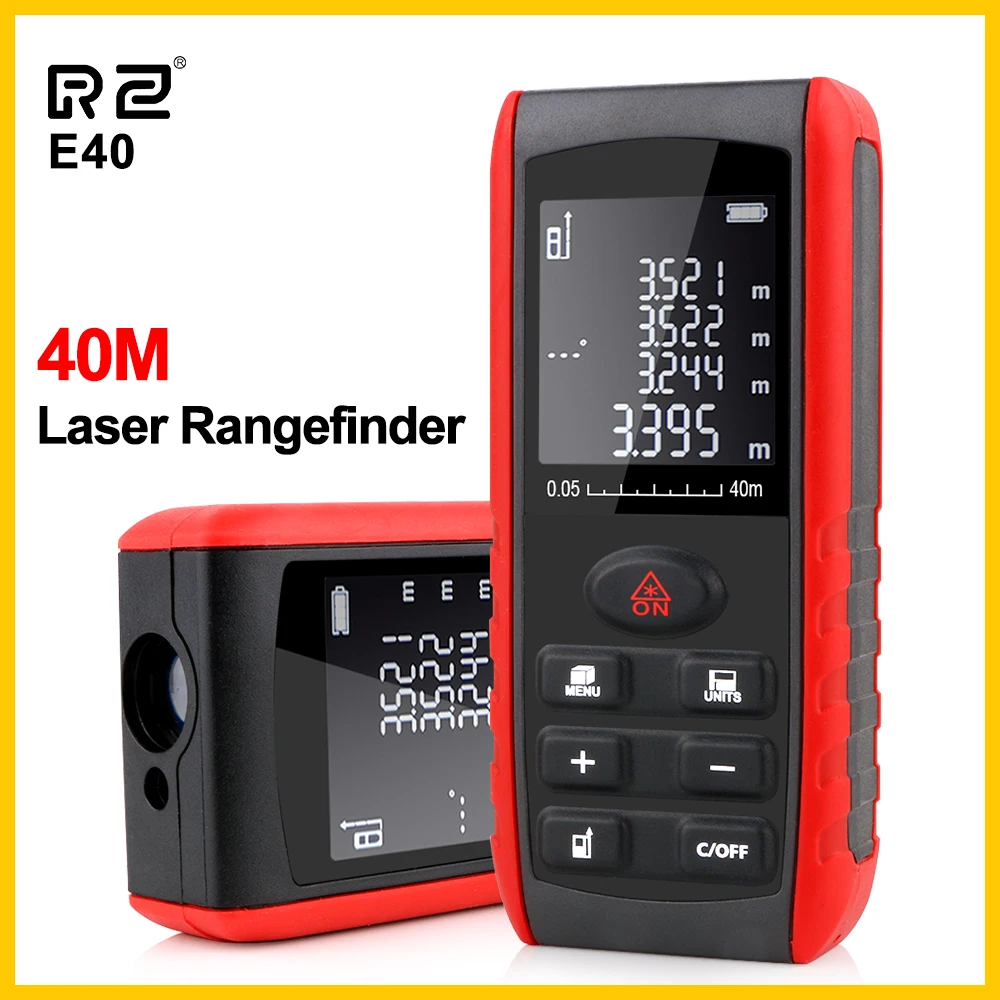 RZ Laser Rangefinder Distance Meter Digital Tape MeasureTilt Function Handheld Tools 40m 60M 80M 100M Laser Range Finder