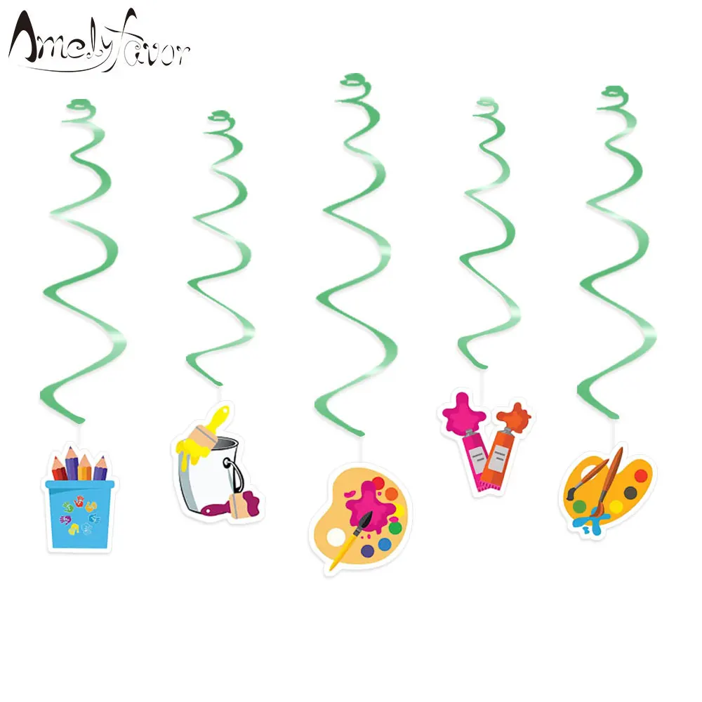 Art Party Ceiling Hanging Swirl Decorations Cutout Baby Shower