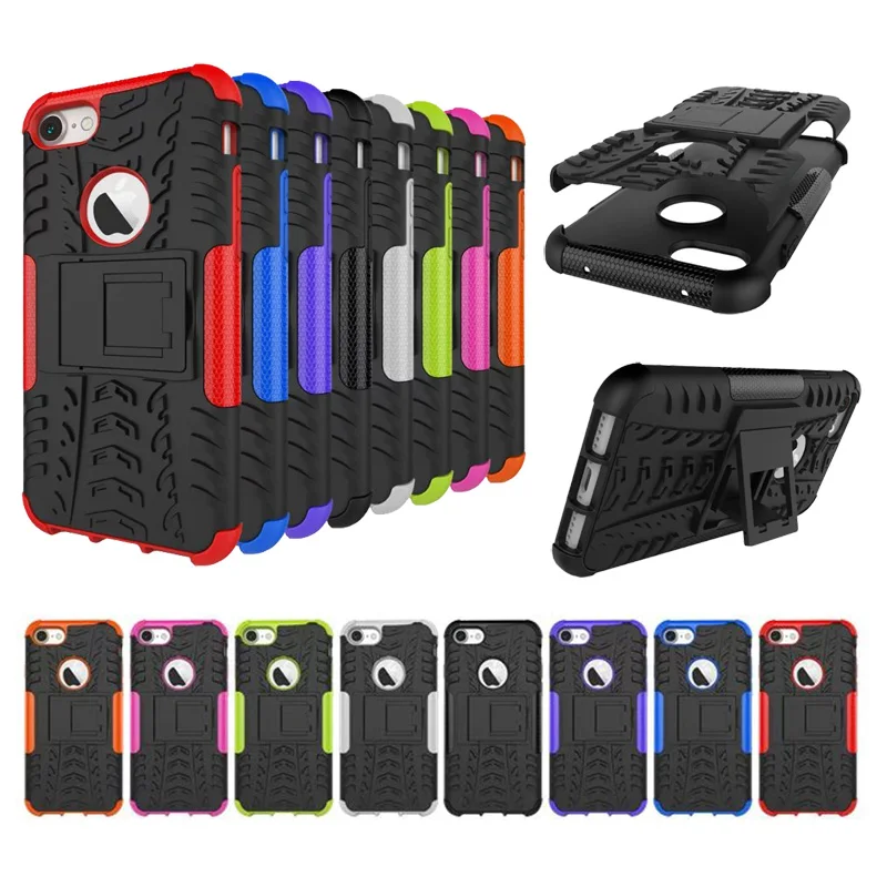 

100PCS/Lot Armor Stand PC Case For Apple iPhone 7 4.7 Hybrid Soft Back TPU Cover By DHL