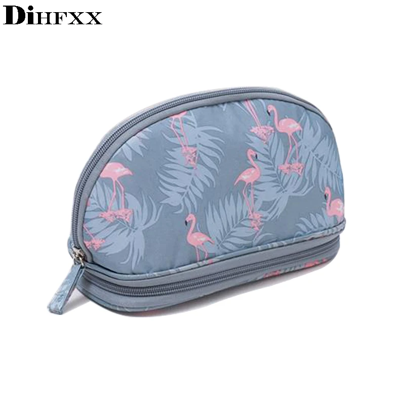 Dihfxx الأزياء المطبوعة فلامنغو مستلزمات التجميل الضروريات السفر حقيبة التخزين ماكياج دروبشيبينغ DX-23