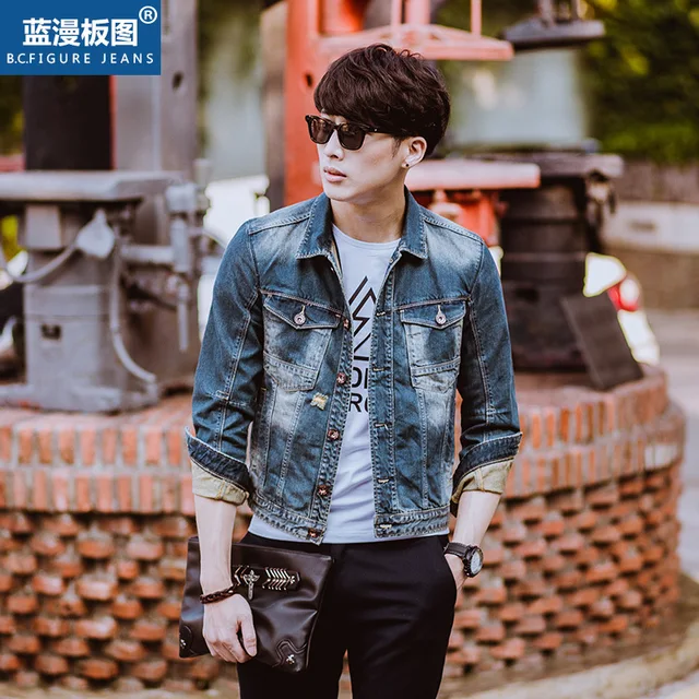 New Style Men's denim outerwear men's 