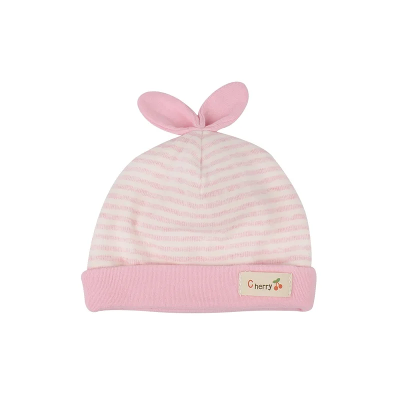 Cotton Striped Newborn Baby Hat Rabbit Ears Infant Tire Hat Baby Boys Girls Beanie Hat Soft Cute Hat Spring Baby Boys Clothing (22)